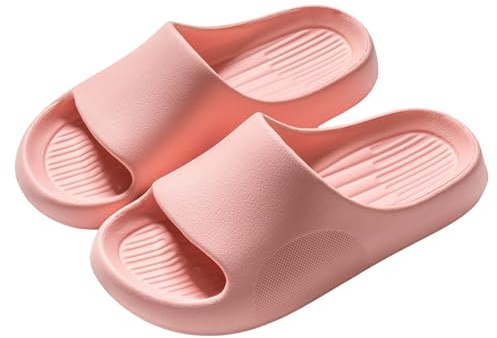 Tokaneit Légèreté Tongs Sandales pour Intérieur Extérieur, Chausson Femme Ete, Pantoufles de Douche Nuage, Doux et Confortable, Antidérapant et Résistant à L'usure, Rose, Taille 38-39