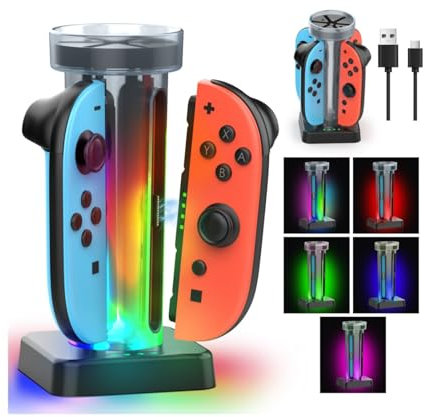 Dock di ricarica per controller switch, caricabatterie controller per Nintendo Switch 2 e modello OLED, stazione di ricarica per Joy con per kit di accessori per switch