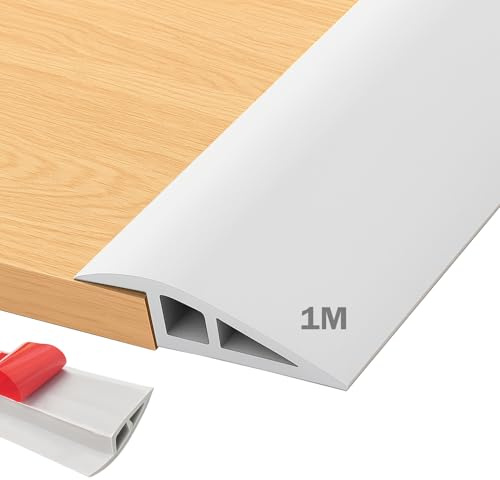 MeYuxg Perfil de transición autoadhesivo 1M x 5CM, lista de umbral de puerta de PVC, rampa de umbral de altura ajustable para 5mm a 10mm, perfil de transición de suelo para suelo, alfombra, umbrales
