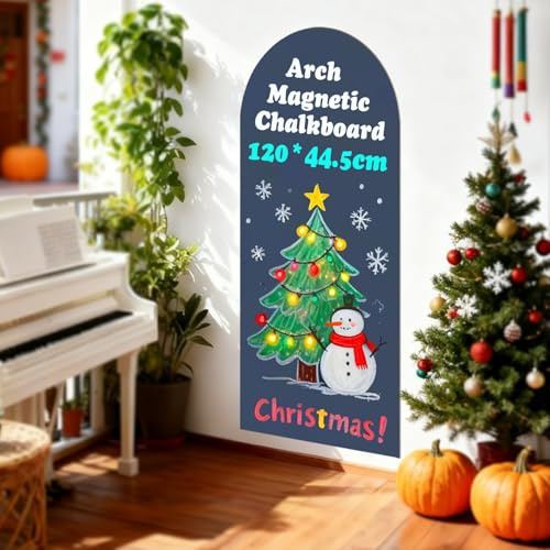 Lnepnw Arch Magnetic Chalkboard Contact Paper for Wall 47.2x17.5 Self Adhesive Chalk Board Wallpaper for Home School Peel and Stick Chalkboard Magnet Contact Paper Roll Alternative Blackboard Paint