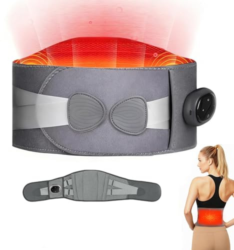 Cinturón Térmico Lumbar, 40-60 °C Almohadilla Eléctrica Lumbar con 3 Modos de Masaje y 3 Niveles de Calor Transpirable y Cómodo de Llevar para la Espalda, el Abdomen y la Cintura