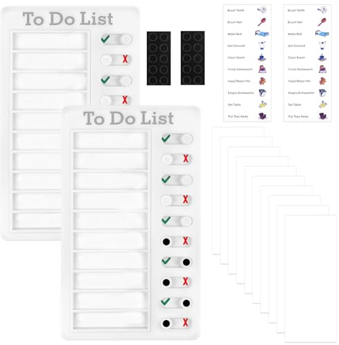 AOOSU 2Pcs To Do List para Niños, Tableros de Lista de Verificación de Notas con 10 Cartulinas, Tabla de Rutinas de Verificacións Para Niños, Recordatorio de Planificación de Aprendizaje