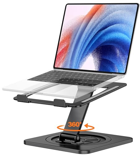 EOIWUY Support Ordinateur Portable Rotation 360°, Support PC Portable Bureau Réglable à Refroidissement Rapide, pour Travail d'Équipe Laptop Stand Ergonomique Racks Compatible avec Tous Laptops 10-16