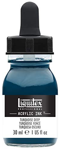 Liquitex 4260561 liquid professional acrylic paints - ink, 30 ml, highly pigmented airbrush paint, dark turquoise
