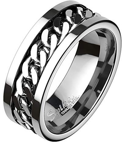 Mianova Biker Band Ring Edelstahl Ketten Herrenring Damenring Partnerring Freundschaftsring Damen Herren Silber Größe 72 (22.9)