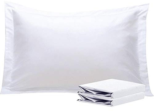 NTBAY 2 Pack 100% Brushed Microfiber Oxford Pillowcases, 1800 Super Soft and Cozy, Wrinkle, Fade, Stain Resistant Standard Oxford Pillow Cases | Hotel Quality Pillow Shams, 50x75 cm, White