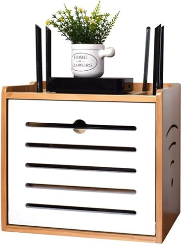 PPGE Home Router Schrank, Holz Dekoration WiFi-Aufbewahrungsbox, Kabel Verstecken Kästen, Wandmontage/Desktop Kabelbox
