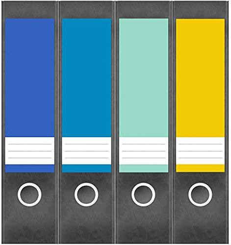 Etiketten für Ordner | Farbmix Bunt 14 | 4 breite Aufkleber für Ordnerrücken | Selbstklebende Design Ordneretiketten Rückenschilder