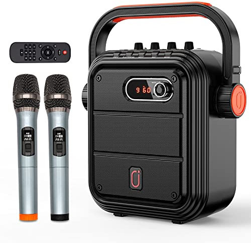 JYX Karaoke Anlage mit 2 Mikrofonen, Lautsprecher Bluetooth Karaoke System PA Komplettsets Anlage Karaoke Maschine unterstützt TWS/AUX/FM/Rec/TF/USB für Party/Erwachsene/Kinder