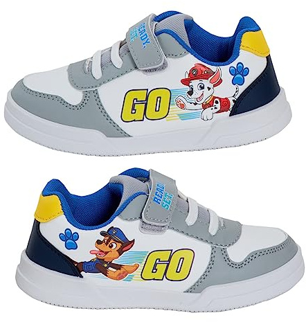 Paw Patrol Scarpe da ginnastica sportive per bambini Easy Touch Fasten Pumps Chase Marshall Scarpe da ginnastica, Grigio, 30 EU