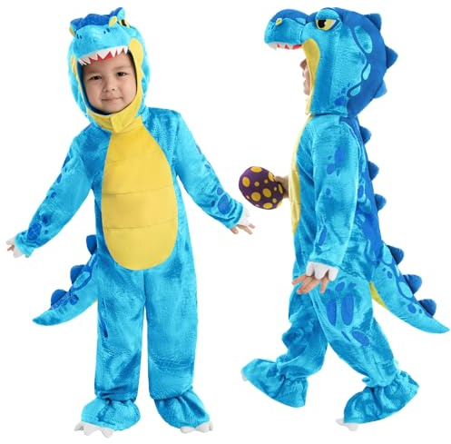 Spooktacular Creations Blå T-Rex-kostym, dinosaurie jumpsuit för halloweenkostym fest för småbarn och barn