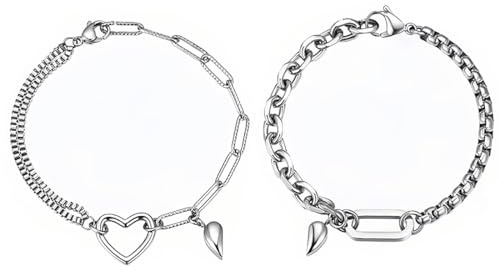 AFCJLTO Conjunto de 2 Pulseras Magnéticas para Parejas con Atracción Mutua, Pulseras Ajustables de Cuerda Trenzada para Mujeres, Hombres, Amigos, Novios y Novias, Regalo Ideal para San Valentín