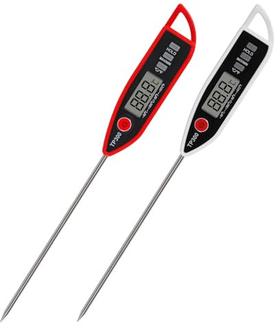 Lot de 2 thermomètres à viande numériques étanches avec sonde pour steak, barbecue, eau, lait, pain, airfryer, barbecue, huile de cuisson, friture