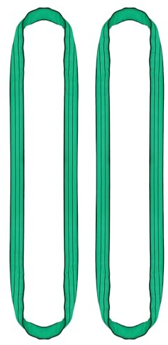 PONSA. 2t - 2m Eslinga Tubular/Redonda Verde de Poliéster de Alta Tenacidad, de 2000kg de Resistencia y 2m lineales (4m Circunferencia) con Tratamiento Anticorte Ponsagard. (Pack 2 uds.)