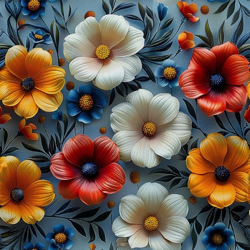 HEKO PANELS tyg Oxford vattentät metervara canvastyg polyestertyg för sömnad sömnadsmaterial dekorativa tyger vattenavvisande ogenomskinliga blommor 1 meter 155 x 100 cm