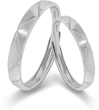 Meissa Anillo de Compromiso Boda para Pareja Novios Alianzas de Plata Pareja de ley 925 Adjustable Diseño de Montañas Regalo de San Valentín Aniversario(Grabado)