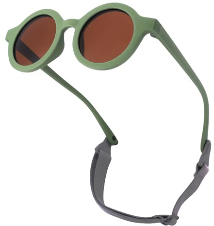 IWTBNOA Gafas de sol para bebés 0-36 meses, protección polarizada UV400, marco de silicona suave, banda elástica ajustable, flexibles, con protección UV, redondas