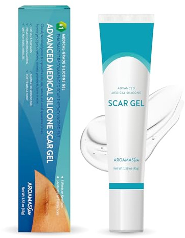 AroamasScar Advanced Silicone Scar Gel – Medical Grade Silicone for Face & Body – Helps Smooth and Soften The Appearance of Surgical, C-Section, Burn, Injury and Keloid Scars – 45g