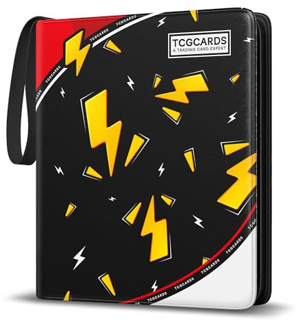 Sammelalbum 400 karten, Mit 50 Herausnehmbaren Schutzfolien,3-Ring-Reißverschluss Design MTG/TCG/Sport Karten Sammelalbum Alben Geschenke für Jungen und Mädchen (schwarz)