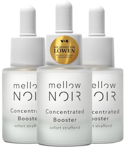 mellow NOIR Concentrated Booster 3x15ml | EFFETTO RASSODANTE IMMEDIATO | Siero viso all'acido ialuronico | Siero contorno occhi | Trattamento occhi e viso | Vegano | Cosmesi naturale certificata