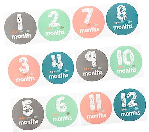 SHINEOFI 12piezas Pegatinas del Mes para Bebés Varones Calcomanías de Logros Infantiles para Decorar la Primera Foto el Paño de Logros Obsequio para Recién Nacidos