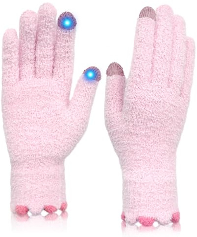 Long Keeper Touch Screen Handskar För Kvinnor Stretch Färgstickade Handskar För Plysch Vinter Varma Handskar Med Full Fingrar, Ljusrosa, one size