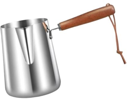 SiaBiced Cafetera Turca Recipiente para Espuma Olla para Calentar Cazo para Jarra para Arte Latte de Acero Inoxidable con Interior Medidor para AF, 250 Ml 7.5 Cm X 7.5