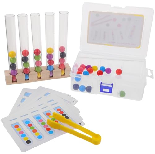 Toddmomy Gioco Educativo in Legno con Perline da Infilare per Didattico per Apprendimento Colori e Coordinazione Mano-Occhio Giocattolo Montessori per Bambine Resistente e Riutilizzabile