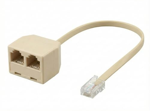 VertexOval Répartiteur Téléphonique RJ11 6P4C (1 Mâle vers 2 Femelles), Adaptateur Doubleur de Prise Téléphone Fixe pour Box ADSL, Fax, Modem et Répondeur - Câble Séparateur de Ligne