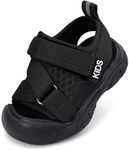 kitcorn Scarpe Neonato Estive Sandali Sportivi Bambino Scarpe Primi Passi Comodi con Suole Gomma Antiscivolo,Nero,EU30