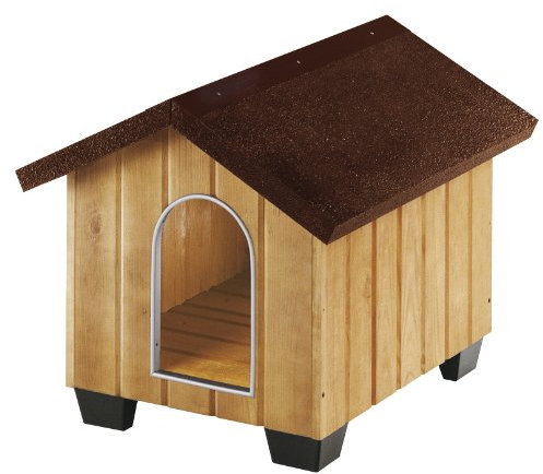 Ferplast Hundehütte große Hunde Domus Large aus FSC-Holz, Hundehaus Outdoor Wetterfest, Isolierende Kunststofffüße, Tür mit Bissschutzkante aus Aluminium, 81 x 101 x h 78 cm.