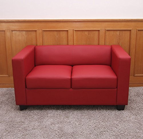 Mendler 2er Sofa Couch Loungesofa Lille - Leder, rot