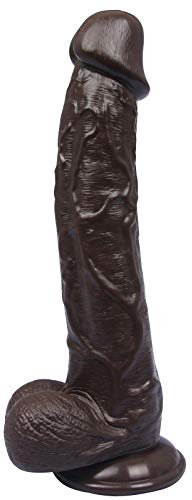 Xocity 27cm XLL Realistischer Dildo mit Starker Saugnapf, Dilos Sexspielzeug für Frauen, Männer Analdildo Anal Plug, Dildo Groß Lang Sex Toyset for Women (Schwarze Schokoladenfarbe)