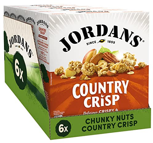 Jordans Country Crisp Chuncky Nuts Breakfast Cereal - Oat and Barley Clusters with Almonds, Hazelnuts & more - No Artificial Flavours or Preservatives - British Baked Cereal - 450g (Pack of 6 x 450g)