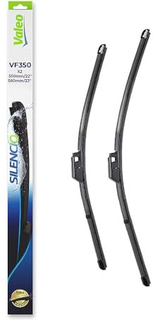 VALEO Silencio Wischer - VF350 - Leistungsstarke, hervorragende Sicht auf der Straße, einfache Montage - originale Flachblätter 550mm/580mm - Vorne - Set mit 2 Wischerblättern - 574305