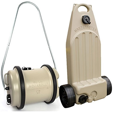 Hitchman Aquaroll and Wastemaster Beige Bundle - 38L Camping Water Carrier and Waste Disposal Unit - Portable, Durable, Eco-Friendly Caravan Accessories