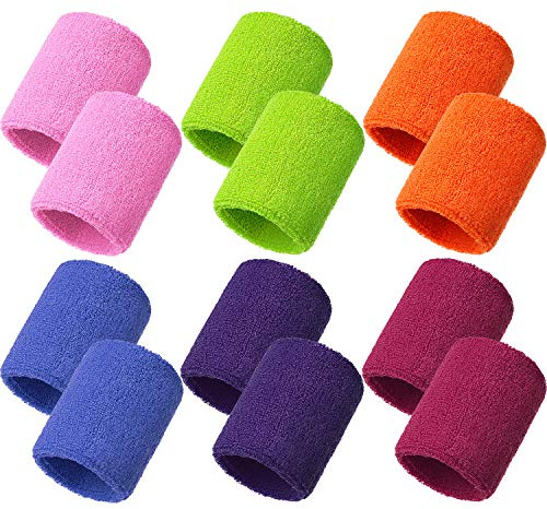Lot de 12 Bracelets de Sport pour Homme et Femme, idéal pour Le Tennis, Le Basket-Ball, la Course, la Gym, l'entraînement (Multicolore)
