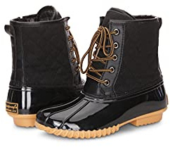 Weatherproof Delancy Entenstiefel für Damen, mit Schnürverschluss, wasserdicht, isoliert, wadenhoch, Winterstiefel für Komfort, Haltbarkeit, hält die Füße warm und trocken, Schwarz, 37.5 EU
