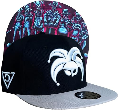 Capiche [99+ Designs] Gorra Snapback Negra, Black Clown Gang, Docker para Hombres, Gaming, de Béisbol Gris y Gráfica Payaso Espeluznante, Horror