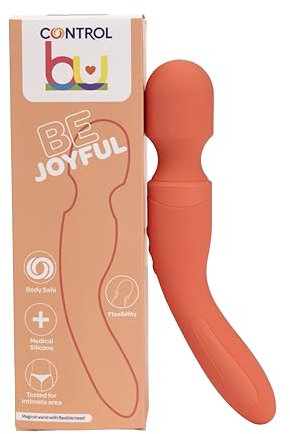 Control Be Joyful Wand, Vibratore Regolabile con Testa Roteante e Flessibile, Silicone medico senza Ftalati, Ricarica USB, Water Splash (IPX4)