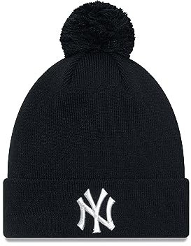 New Era Fanartikel Frauen Bommelmütze Winter New York Yankees Beanie Saum Frauen Schwarz Metallic Logo - One-Size