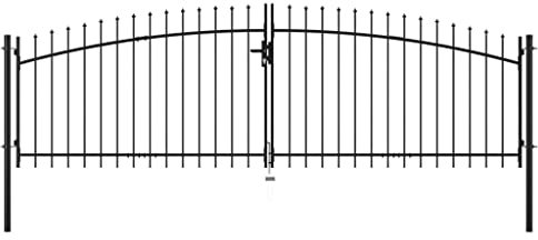 SKM Portail de jardin à double battant avec pointes de lance 400 x 150 cm, poids : 23,96 kg, 144360