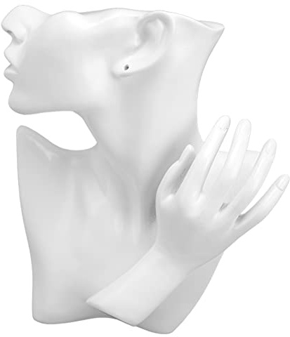 BestAlice Ensemble de Présentoirs à Bijoux, Présentoir de Mannequin avec Main, Support de Buste en Résine Blanche, Support de Collier, Boucles D'oreilles, Support de Boucles D'oreilles pour Spectacle