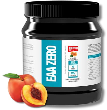 BPR Nutrition - EAA ZERO - Amminoacidi essenziali in polvere con aggiunta di L-Glutammina, da fermentazione vegetale (300 g, Thè alla Pesca)