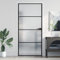 BAZZI Innentür Zimmertür Schwarz 93x201,5 cm Glastür Hartglas Aluminium Modernes Design mit Zarge Komplett