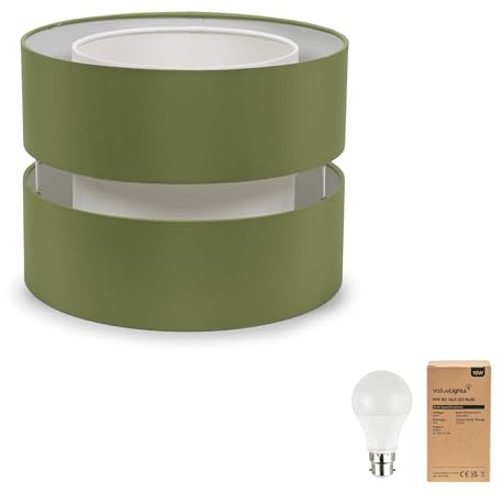 ValueLights | Large Olive Green 2 Tier Pendant Drum Lampshade | Lamp Shades, Home Décor & Improvement Essential | 35cm Shade Width
