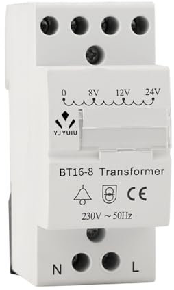 YJYUIU YJUBT16 Klingeltrafo Türklingel 8V 12V 24V - Transformator für Türklingel 8VA - geeignet für 35 mm