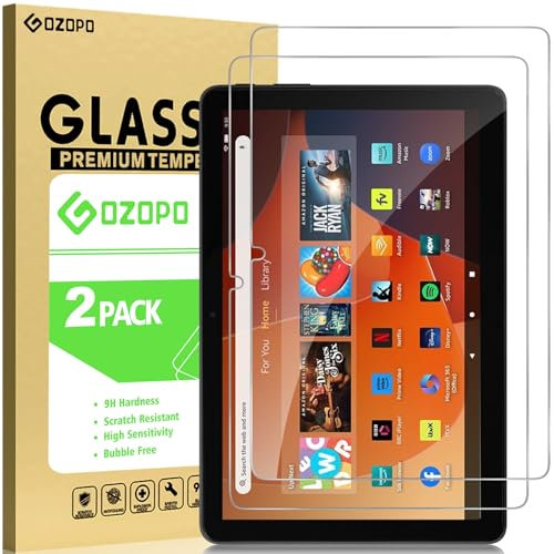 GOZOPO Schutzfolie für Amazon Fire HD 10 (13. Gen., 2023) / Fire HD 10 Kids / 10 Kids Pro Tablet, Panzer Schutz Glas Gehärtetem Displayschutzfolie, 2 Stück