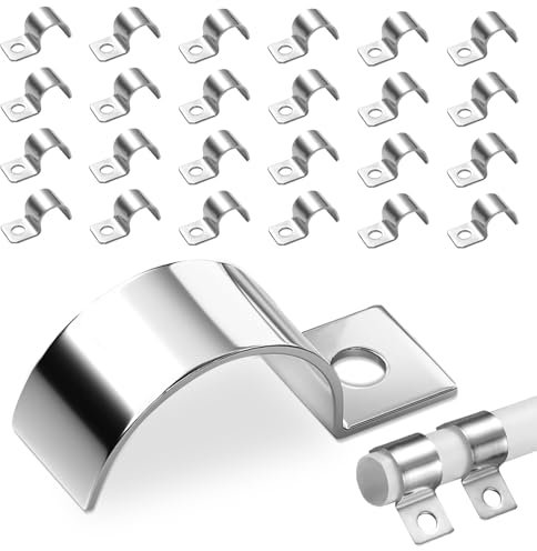 Chingcoo Lot de 25 colliers de serrage en métal - 16 mm - Fixation de tuyau - En acier inoxydable V2A 304 - Trou unique en U - Collier de fixation pour câbles de 15 à 16,5 mm de diamètre - Tuyaux