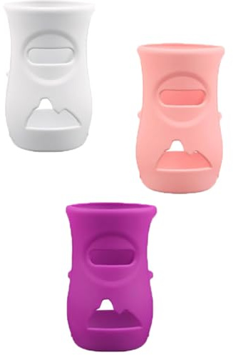 Docache 3-pack glasflaskor silikonfodral för Philips Avent Natural, okrossbart och säkert, 240 ml skydd för babyflaskor (B)